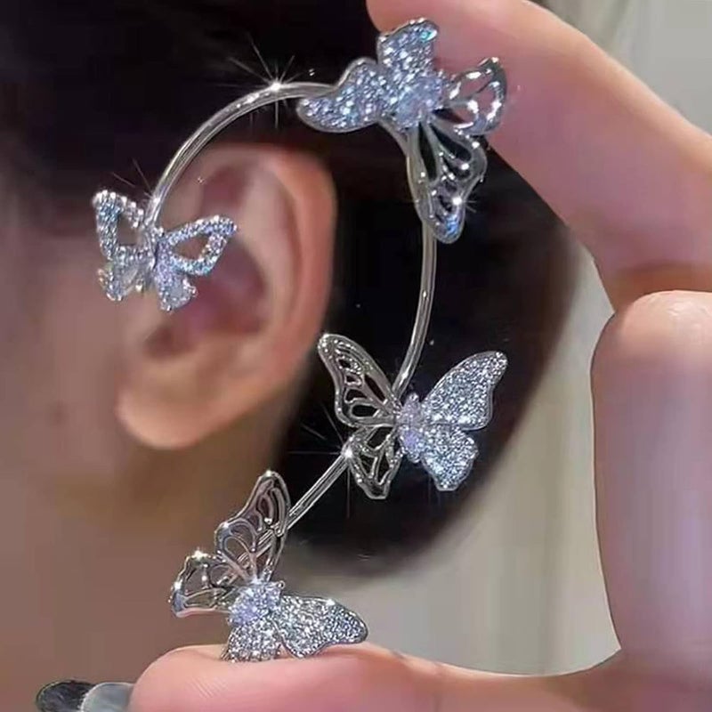 Taichell Store Shining Butterfly Ear Cuffs Zircon Butterfly Earrings for Women Ear Cuffs for Women Non Piercing Ear Wrap Around Earrings - Image 1